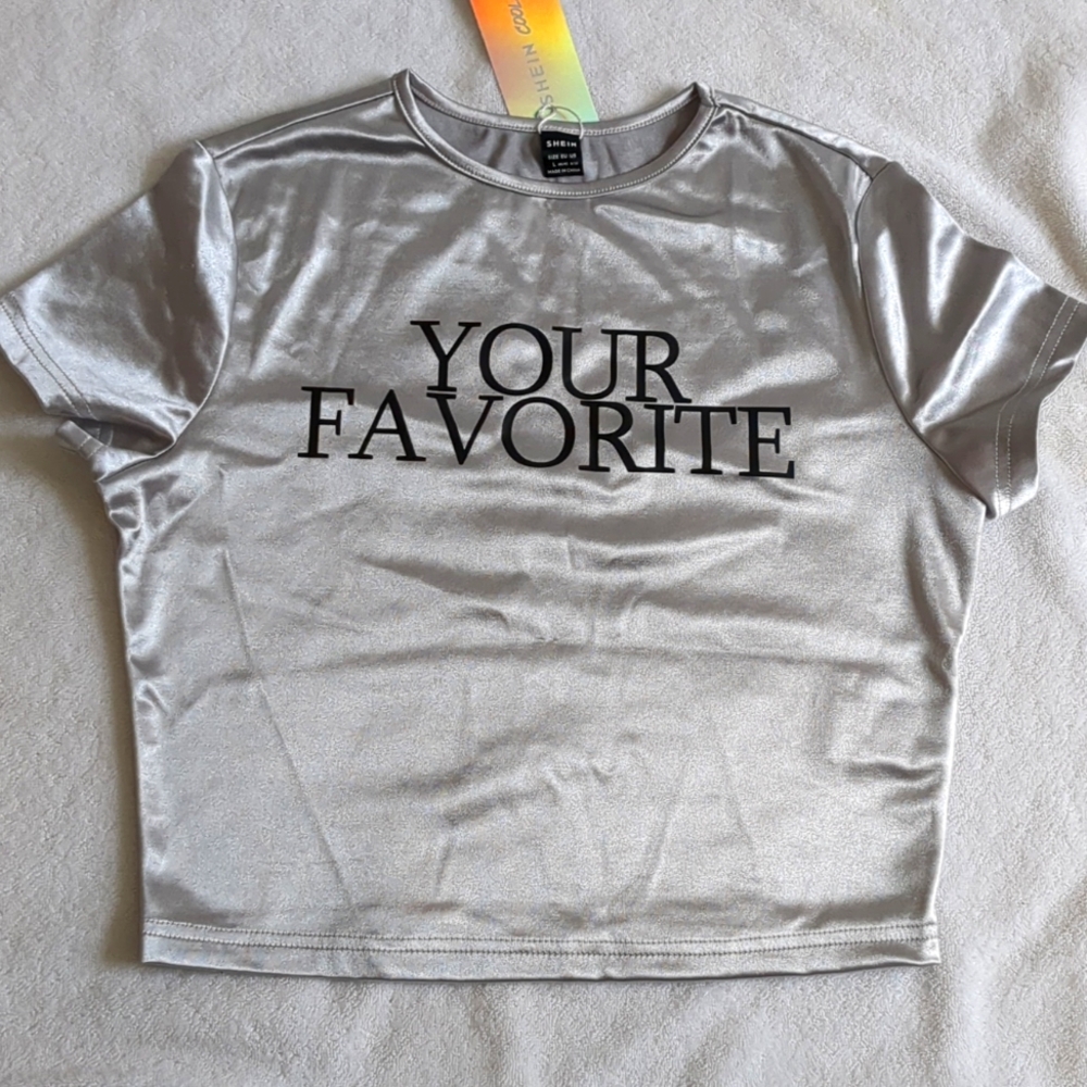 NWT Shein Silver Crop Top Large